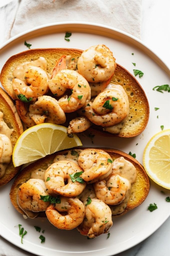 Creamy Garlic Shrimp Toast