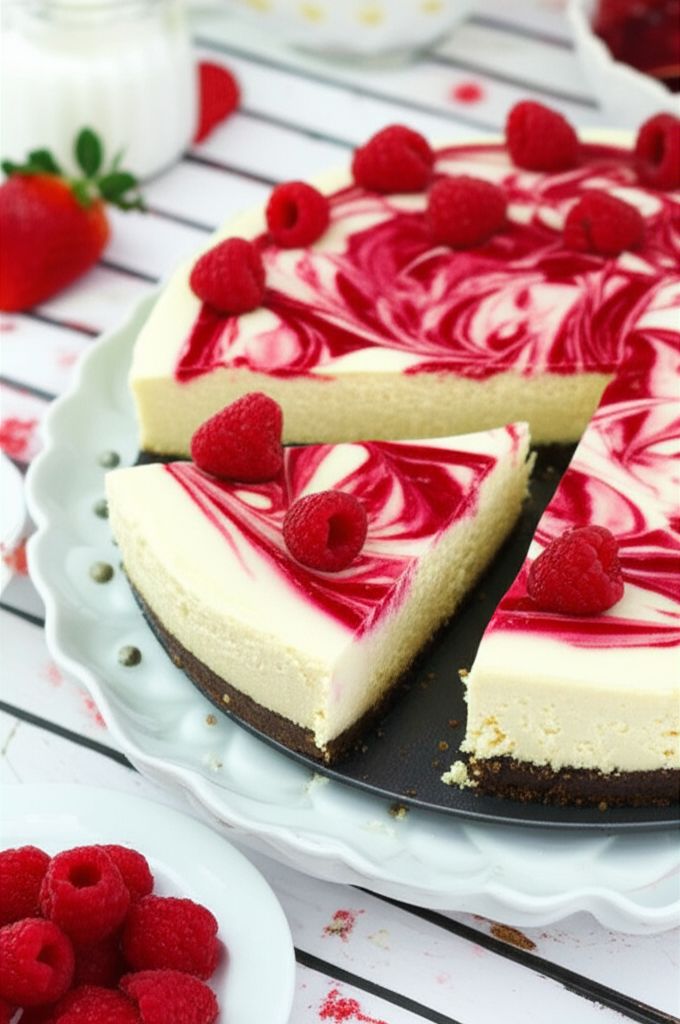 Healthier White Chocolate Raspberry Cheesecake