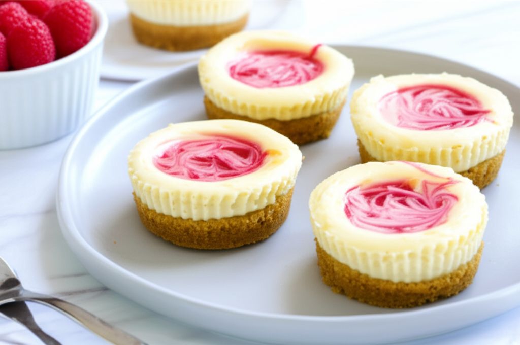 Key Lime Cheesecakes with Raspberry Swirls