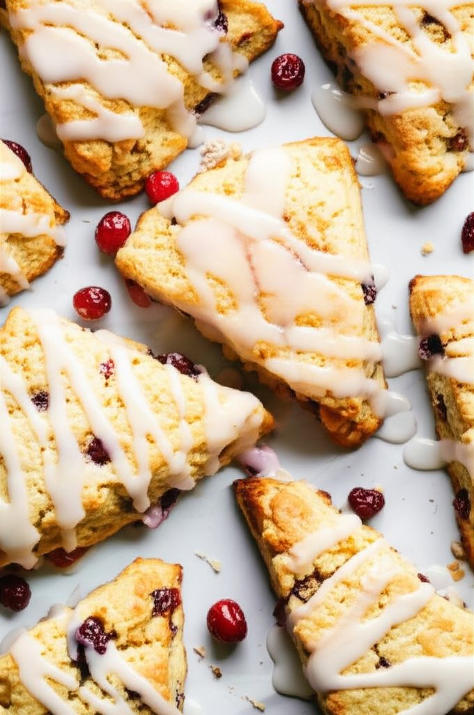Lemony Cranberry Hazelnut Scones with Lemon Glaze