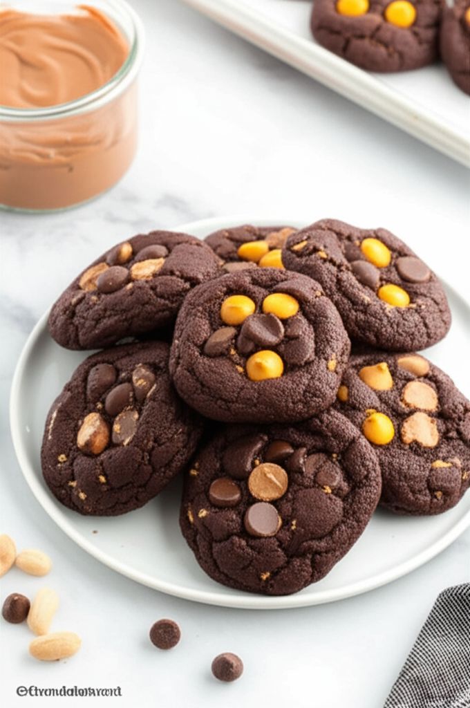 Perfect Double Chocolate Peanut Candy Cookies