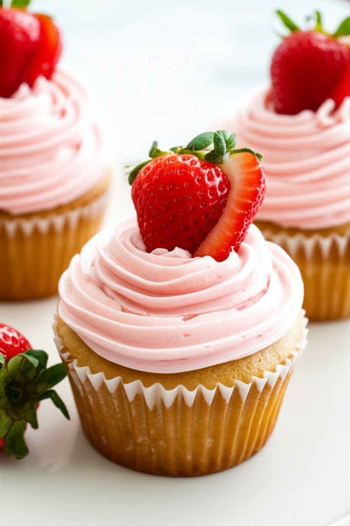 Real Strawberry Cupcakes