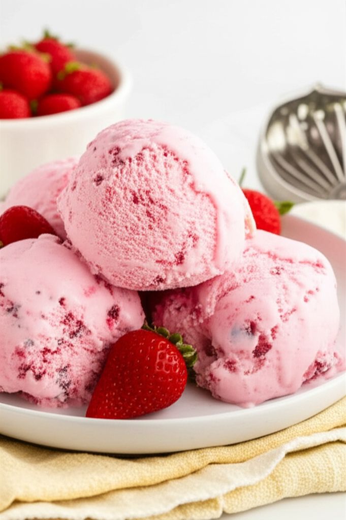 Simple Mint Chocolate Chip Strawberry Ice Cream