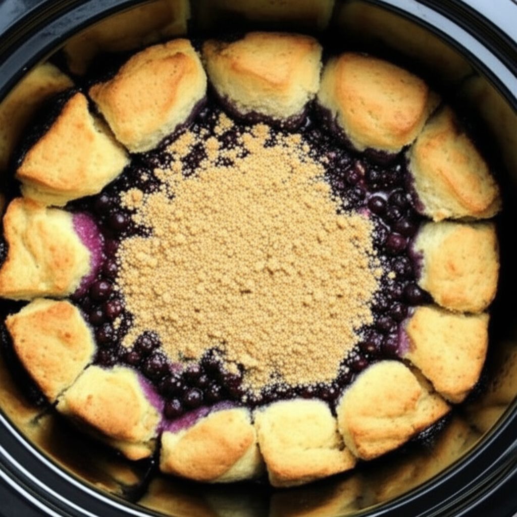 Slow Cooker Blueberry Biscuit Cobbler