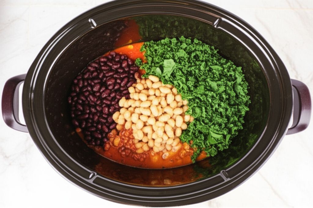 Slow Cooker Chicken Chili with Greens and Beans