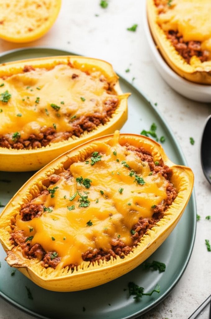 Spaghetti Squash Casserole in the Shell