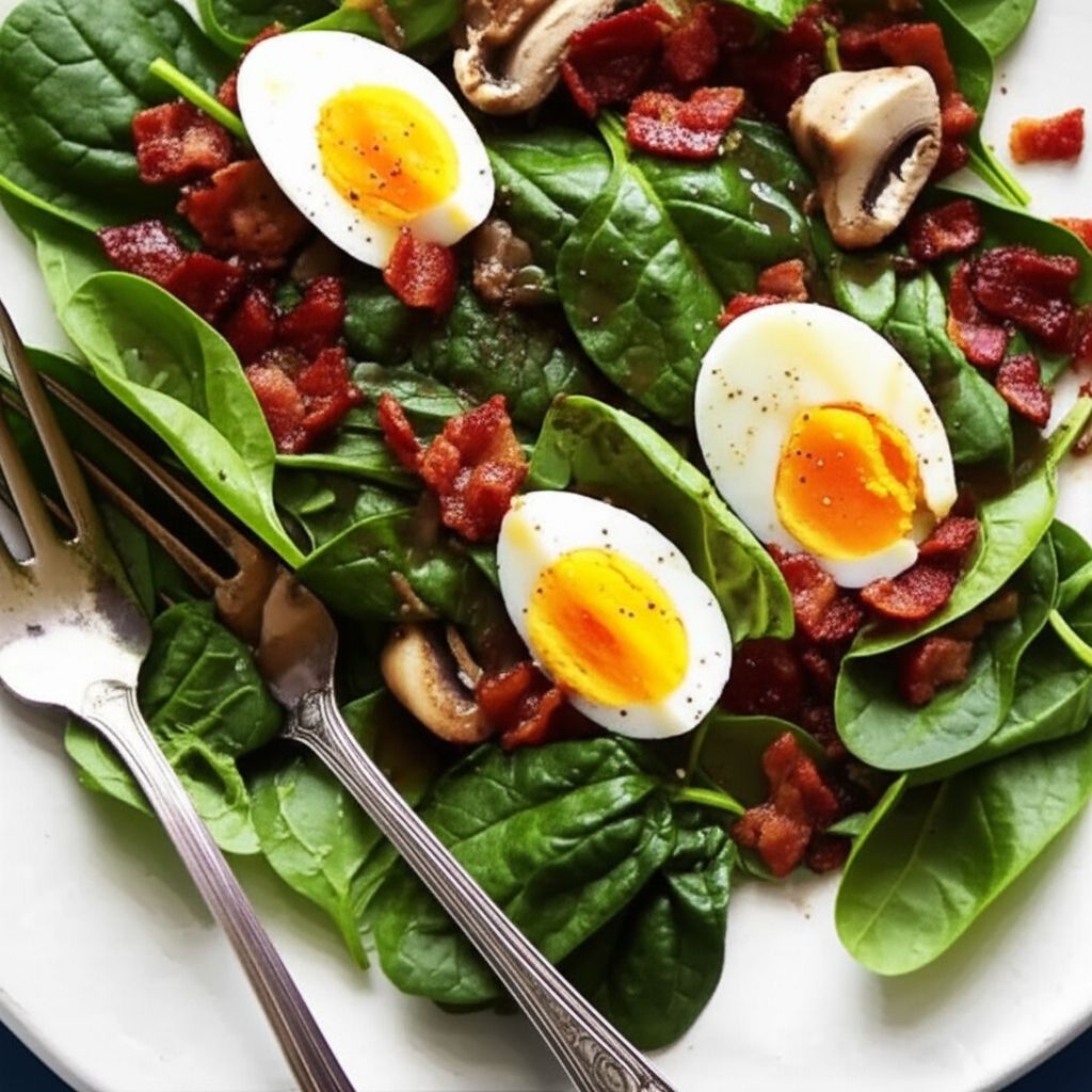 Wilted Spinach Salad and Bacon Vinaigrette