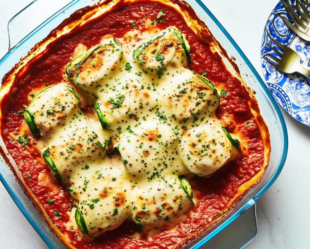 Zucchini Roll Lasagna on Turkey Bolognese