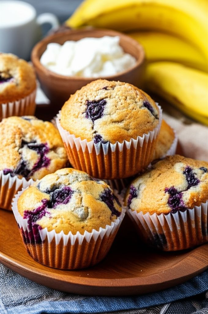 Banana-Blueberry Muffins with Greek Yogurt