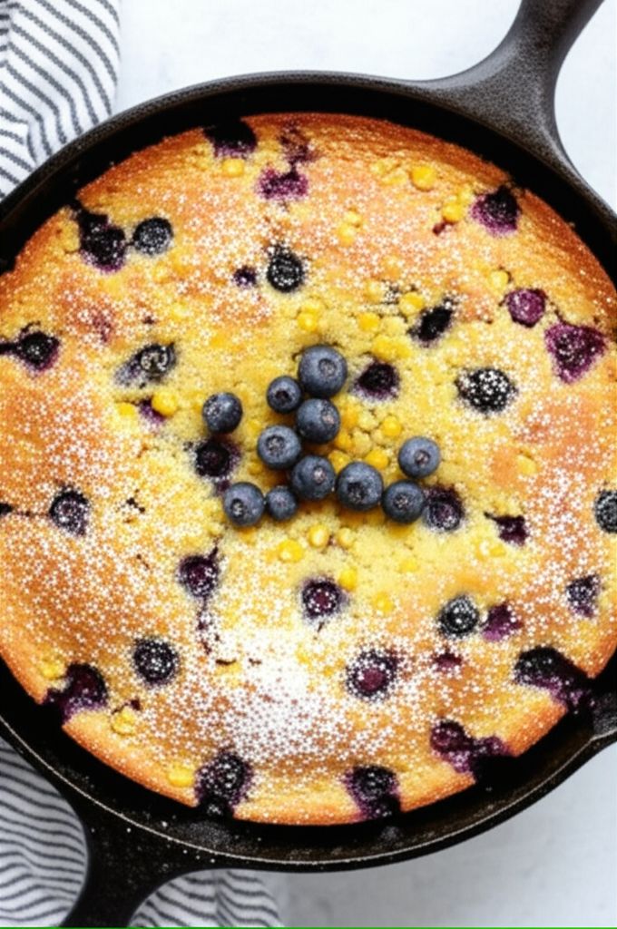 Blueberry Cornbread in a Skillet