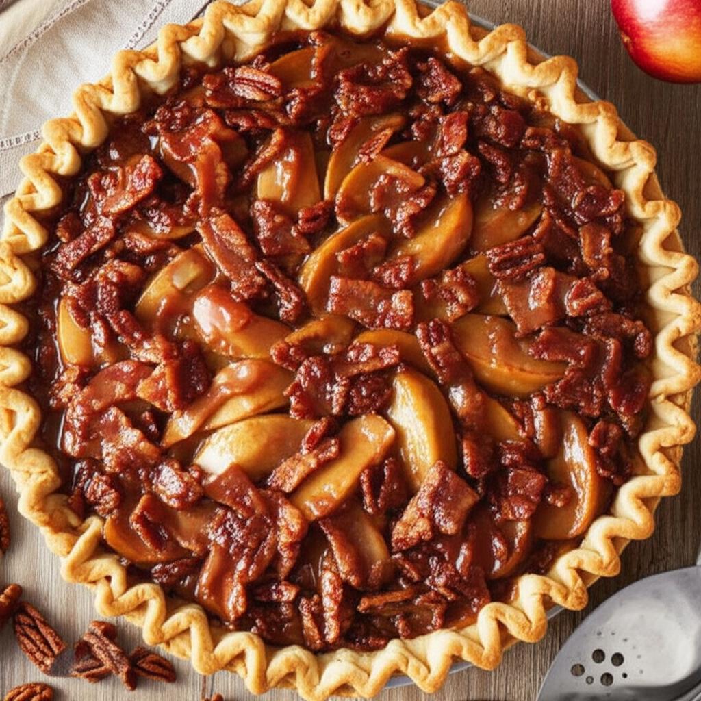 Caramelized Maple Apple Pie with Candied Bacon Crumble