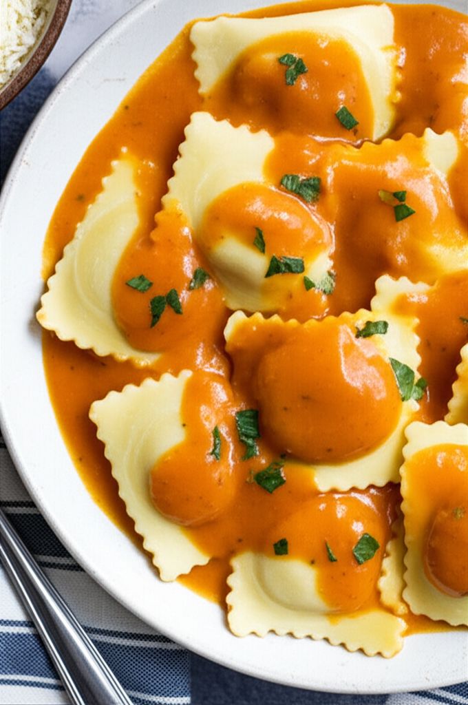 Cheese Ravioli with Pumpkin Sauce