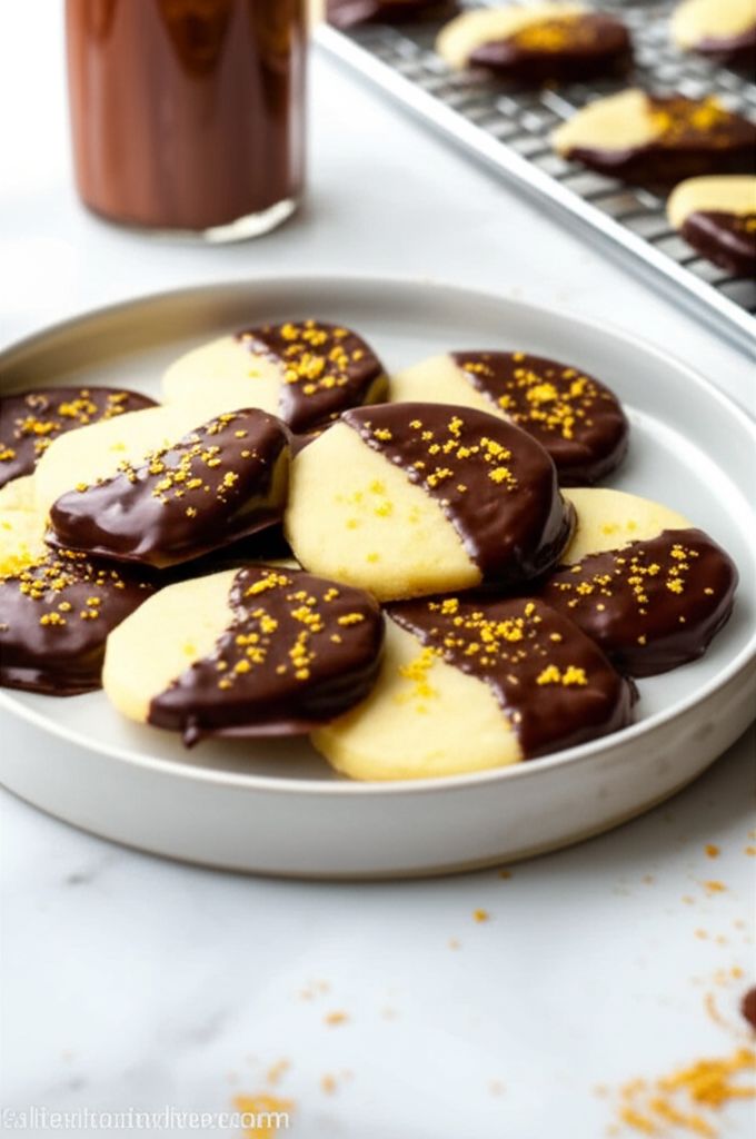 Chocolate-Dipped Orange Shortbread Cookies