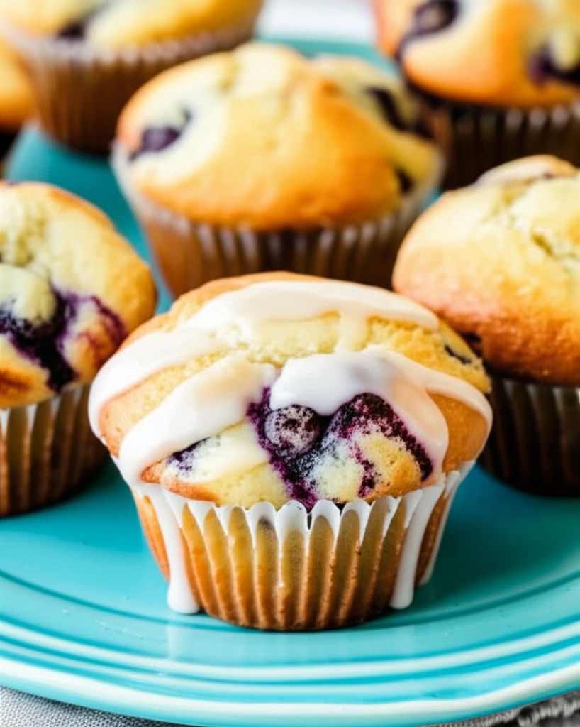 Glazed Lemon Blueberry Muffins
