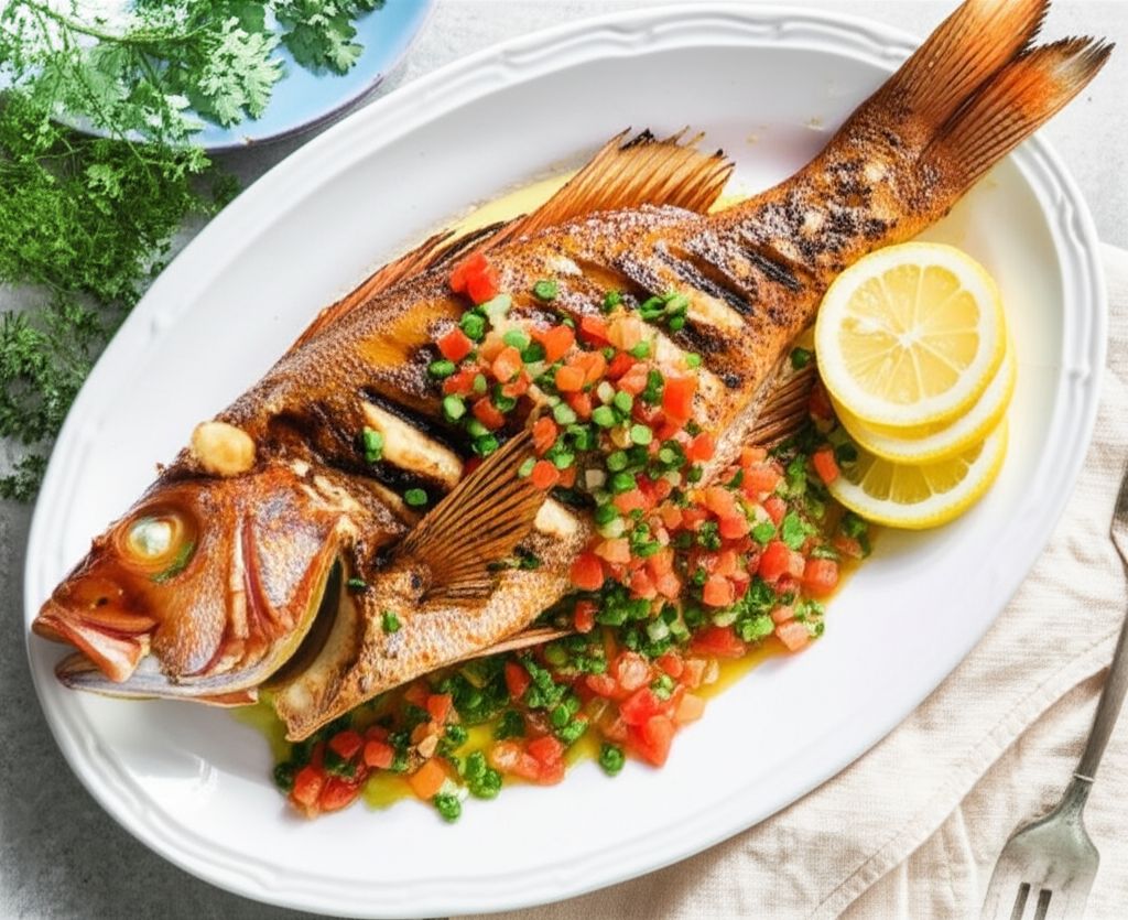 Grilled Red Snapper with Lemon Chive Sauce