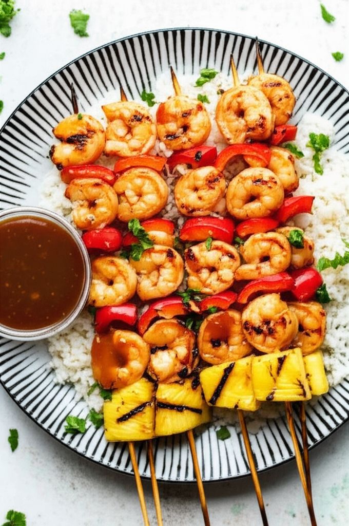 Honey-Garlic Shrimp and Pineapple Skewers