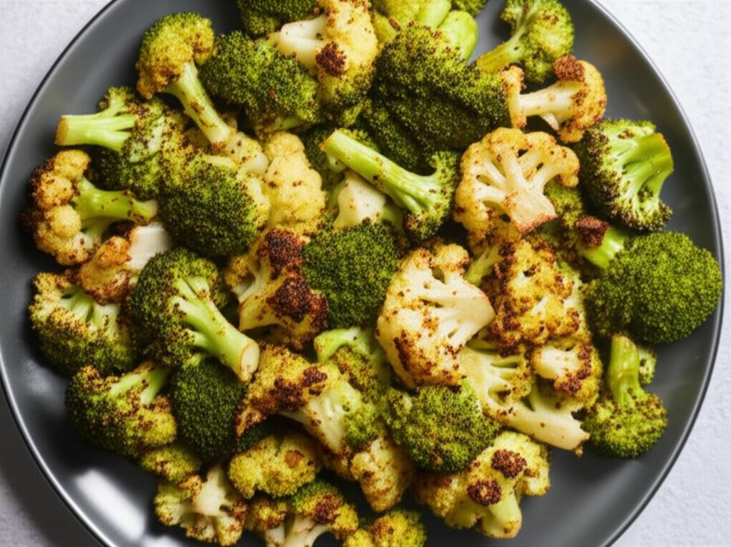 Lemon-Pepper Roasted Broccoli and Cauliflower