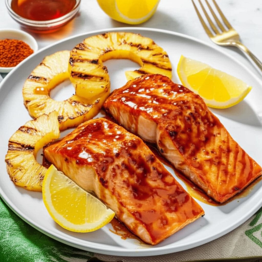 Maple-Glazed Salmon with Pineapple