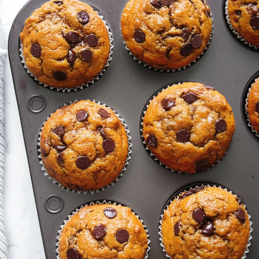 Pumpkin Gut Chocolate Chip Muffins