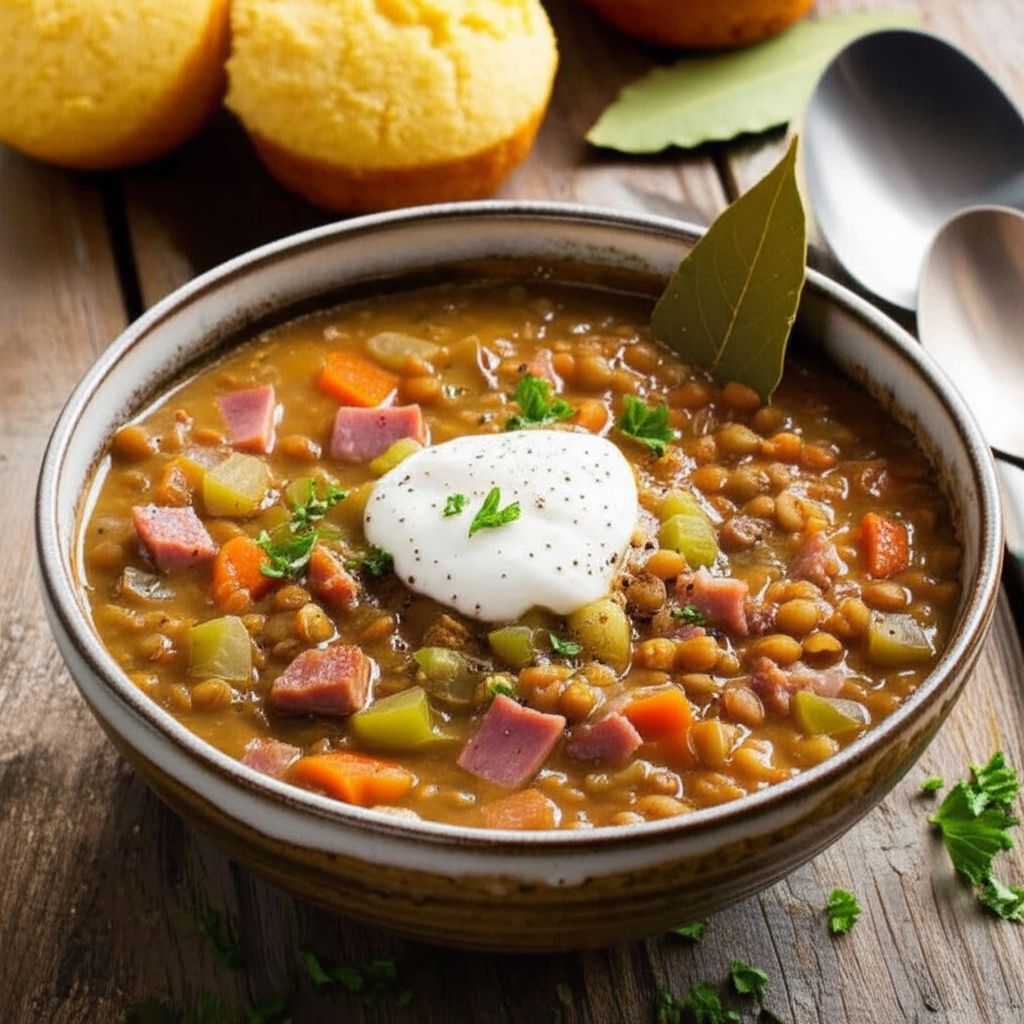 Slow Cooker Lentil and Ham Soup
