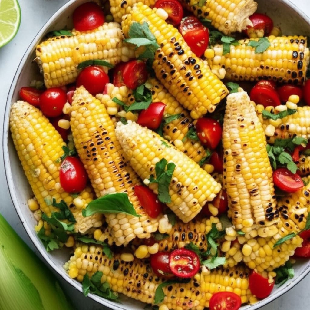 Summer Salad with Grilled Corn and Cherry Tomatoes