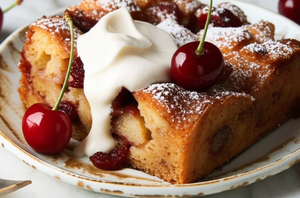 White Chocolate-Cherry Bread Pudding