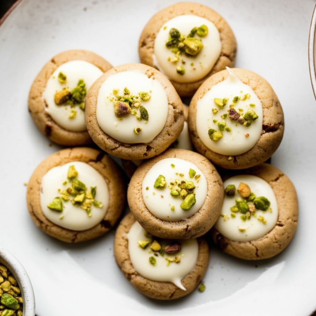 White Chocolate-Orange-Pistachio Thumbprint Cookies