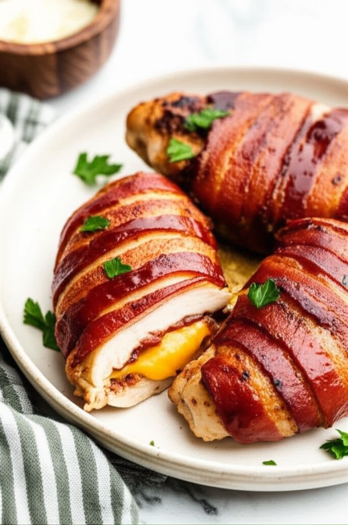 Air Fryer BBQ Cheddar-Stuffed Chicken Breasts