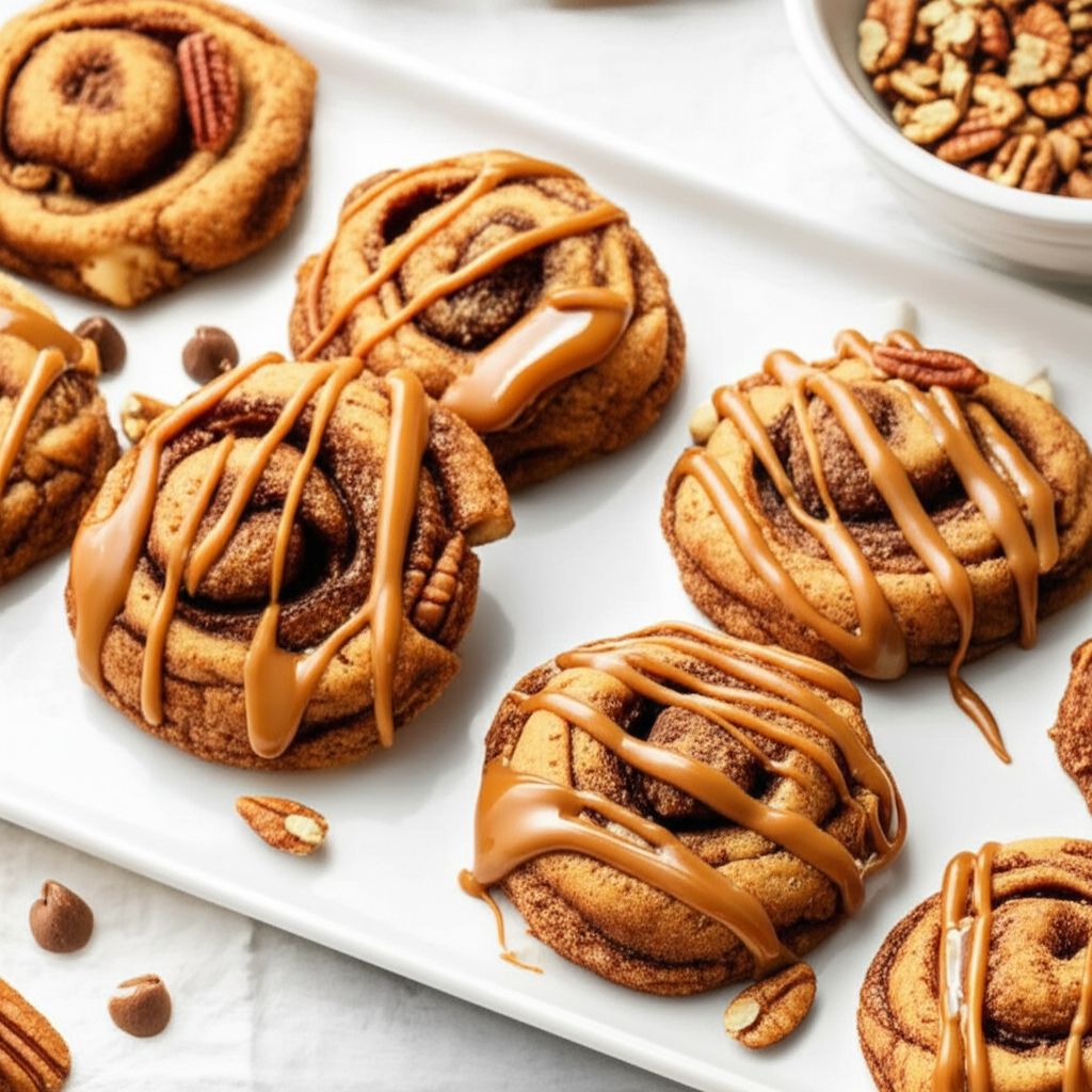 Caramel Pecan Cinnamon Roll Cookies