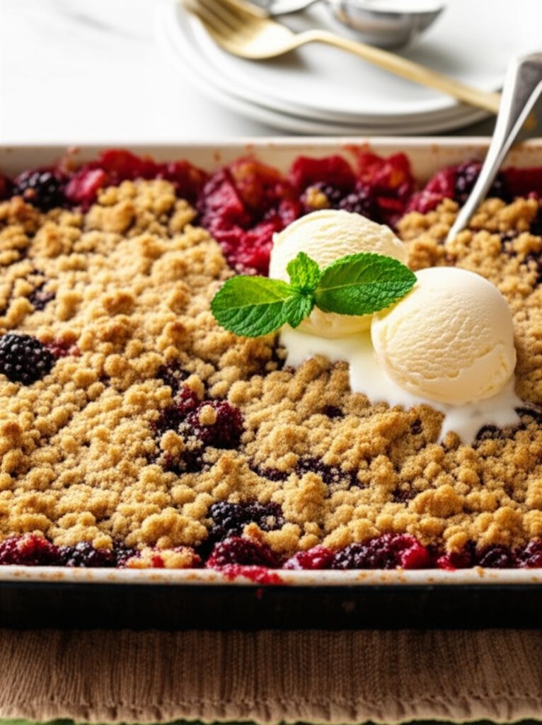 Easy Apple, Pear, and Blackberry Crumble