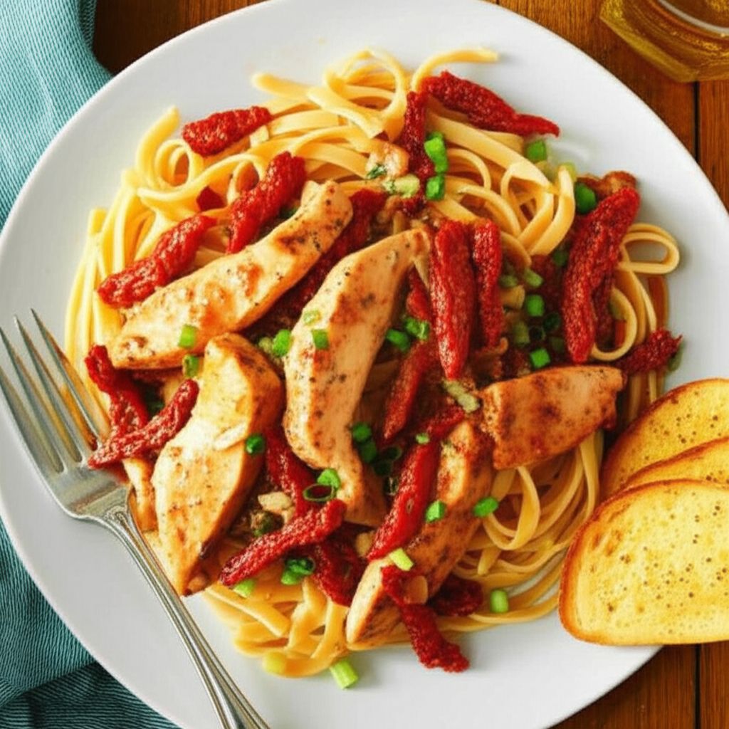 Easy Chicken Fettuccine with Sun-Dried Tomatoes