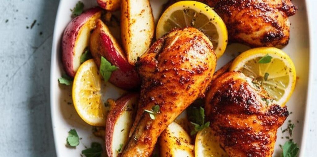 Pan Roasted Spanish-Lemon Drumsticks with Potatoes