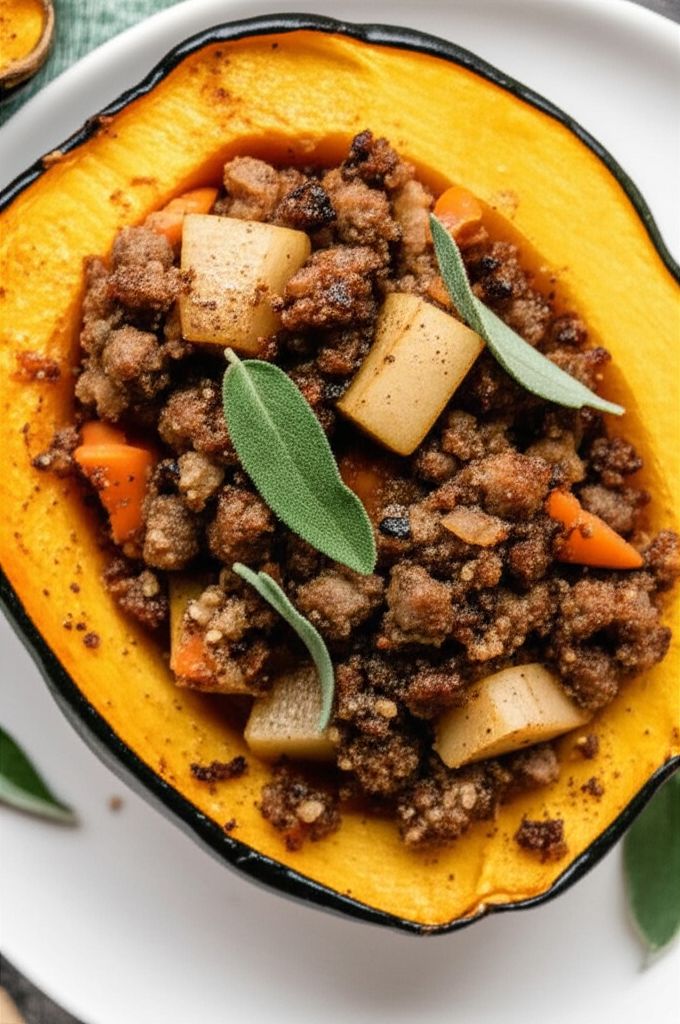 Sausage- and Pear-Stuffed Acorn Squash