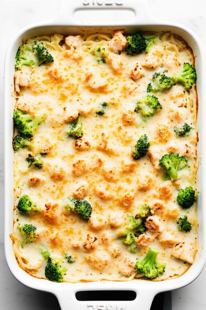 Shrimp Alfredo Broccoli Bake
