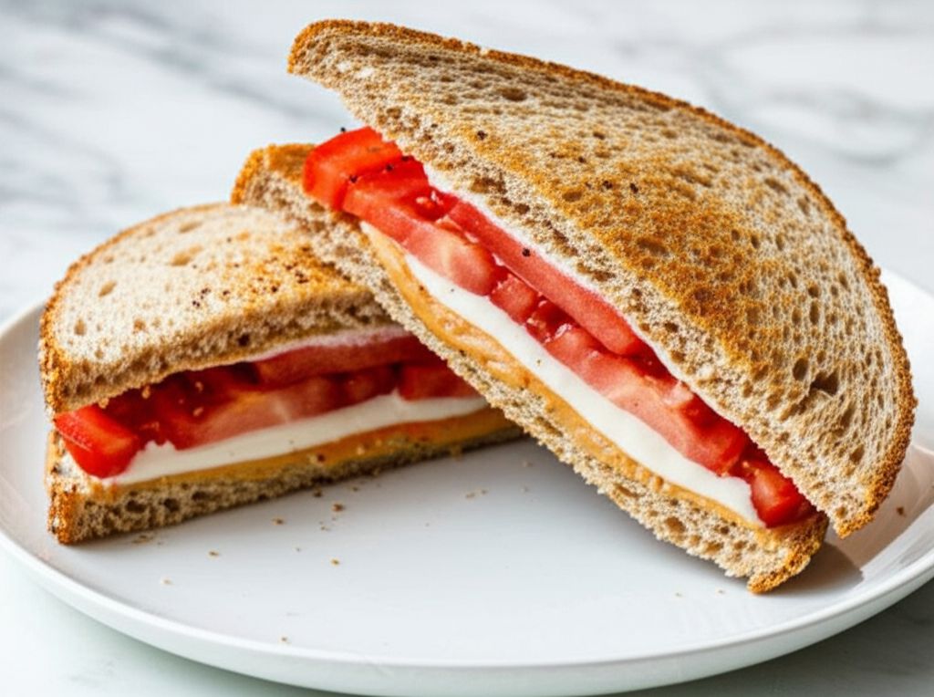 Simple Peanut Butter and Tomato Sandwich