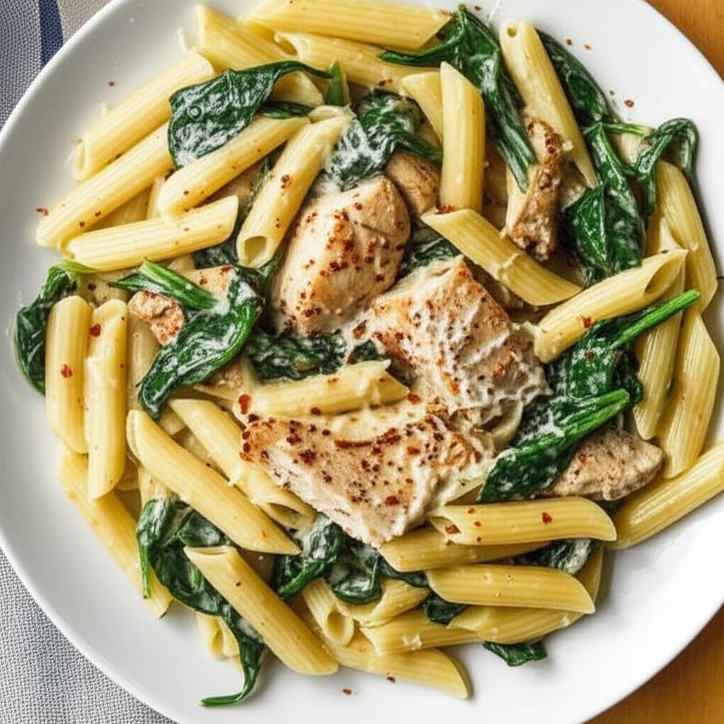 Spinach and Grilled Chicken Penne