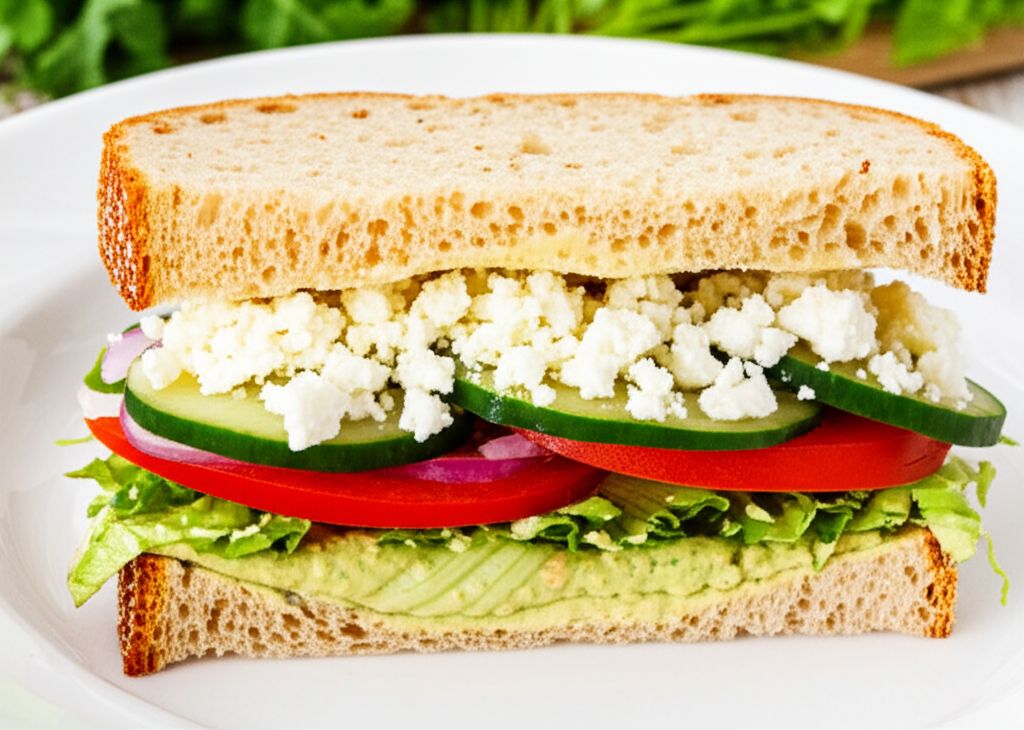 Veggie and Cilantro Hummus Sandwiches