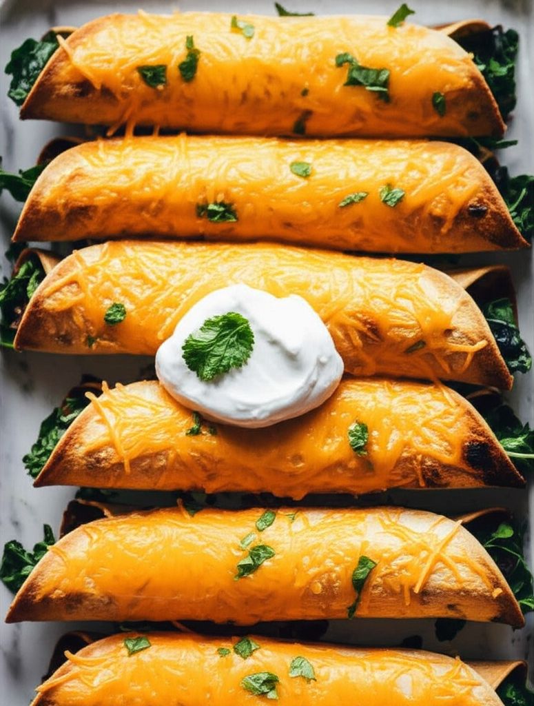 Baked Black Bean and Spinach Flautas