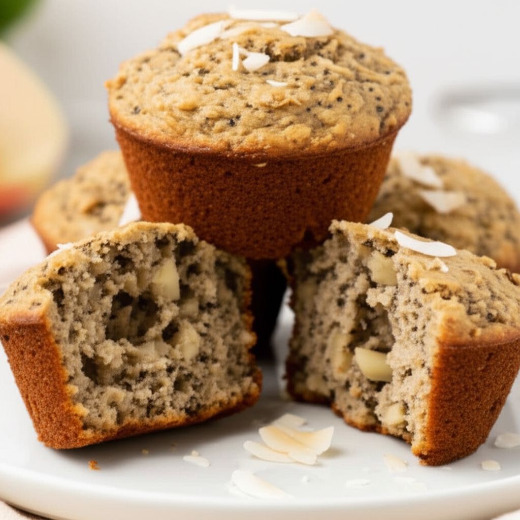Banana Coconut Flaxseed Muffins with Apple and Chia