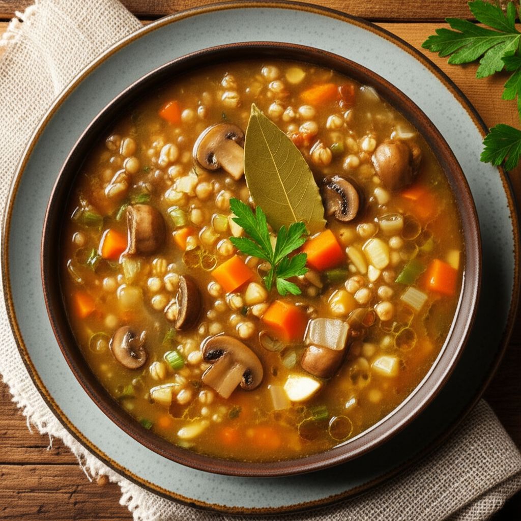 Barley, Lentil, and Mushroom Soup