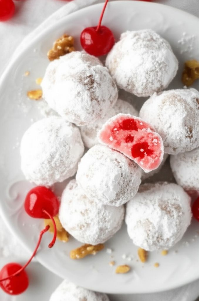 Cherry Snowball Cookies