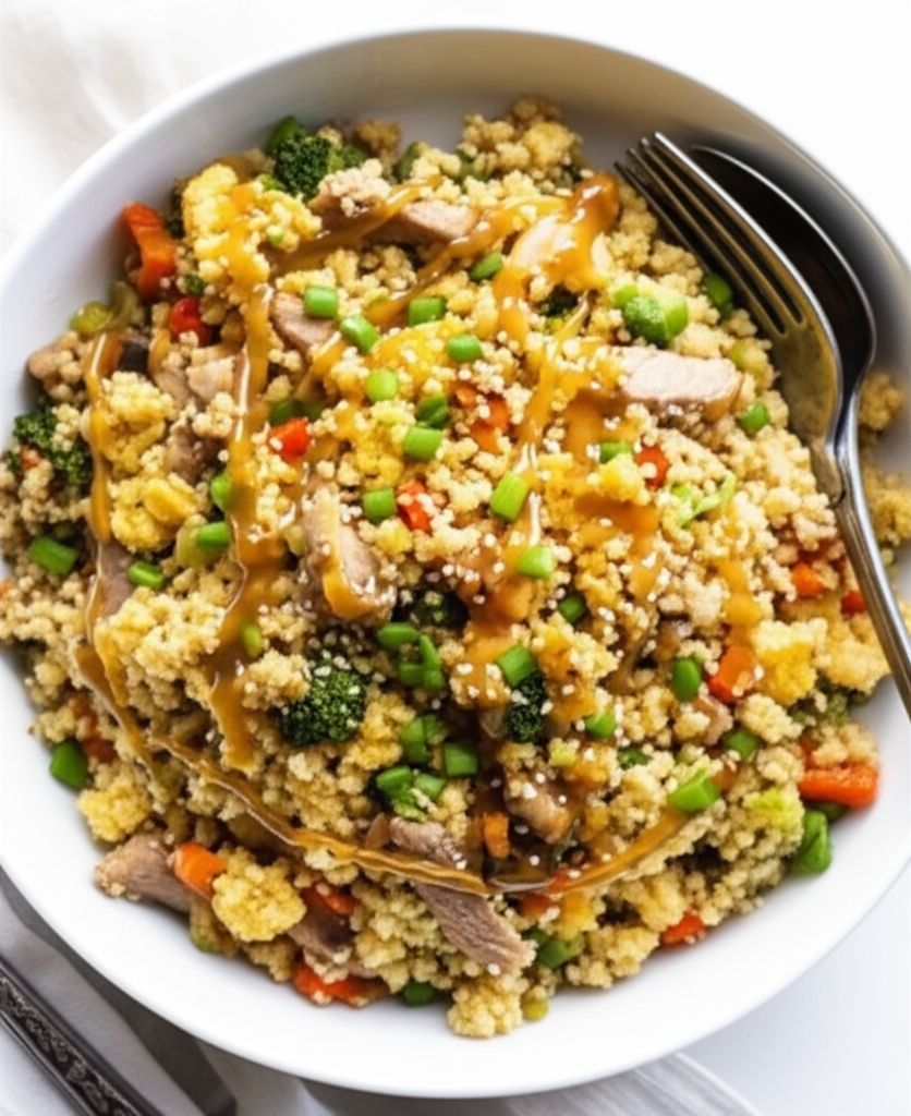 Keto Pork and Veggie Cauliflower Fried Rice