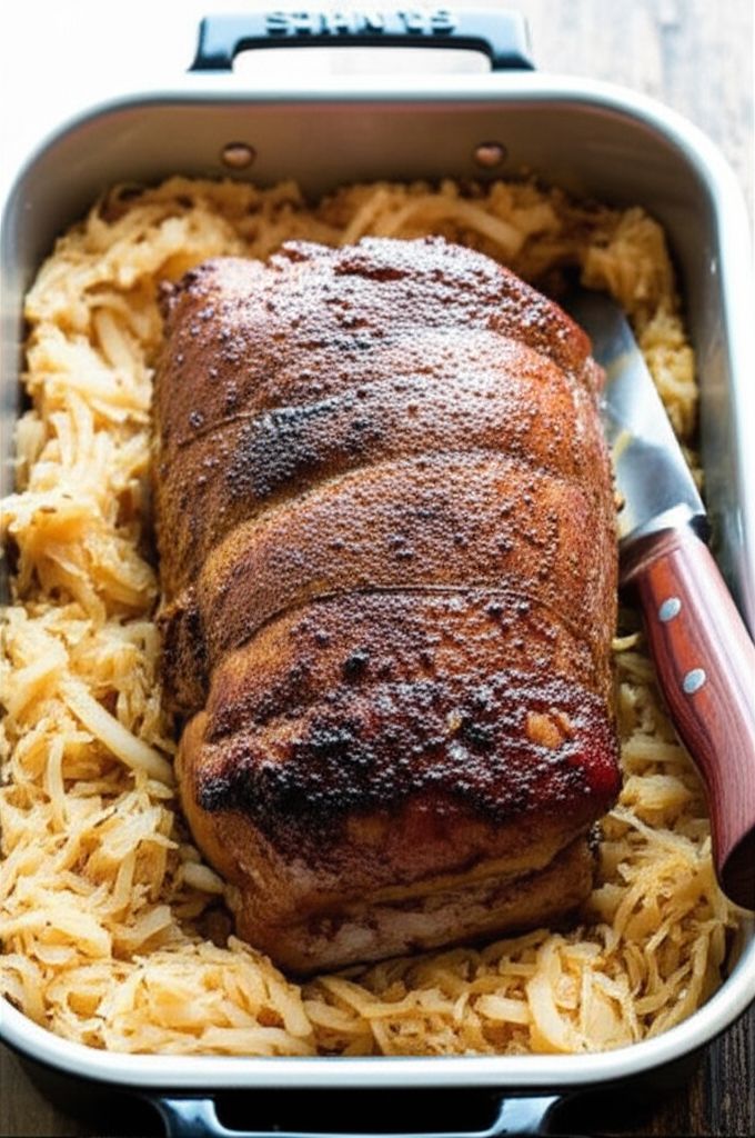 Pork Loin, Apples, and Sauerkraut