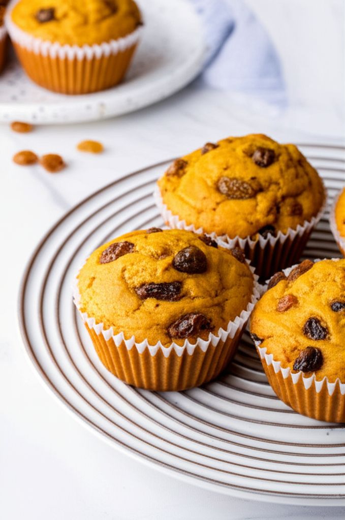 Pumpkin Yogurt Raisin Muffins