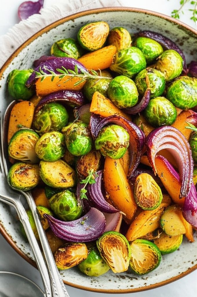 Roasted Brussels Sprouts and Parsnips
