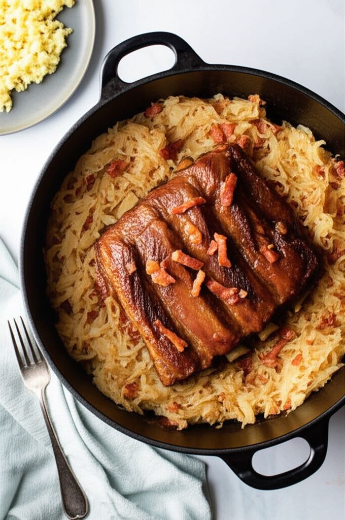 Dutch Oven Baby Back Ribs with Sauerkraut
