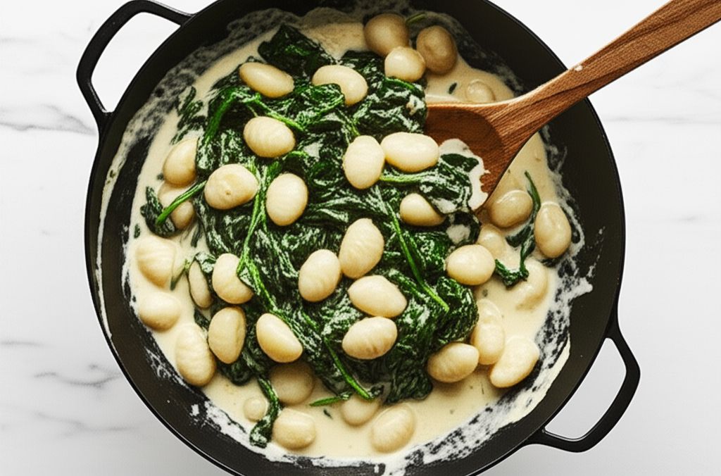 Mushroom Spinach Gnocchi with Creamy Boursin Sauce