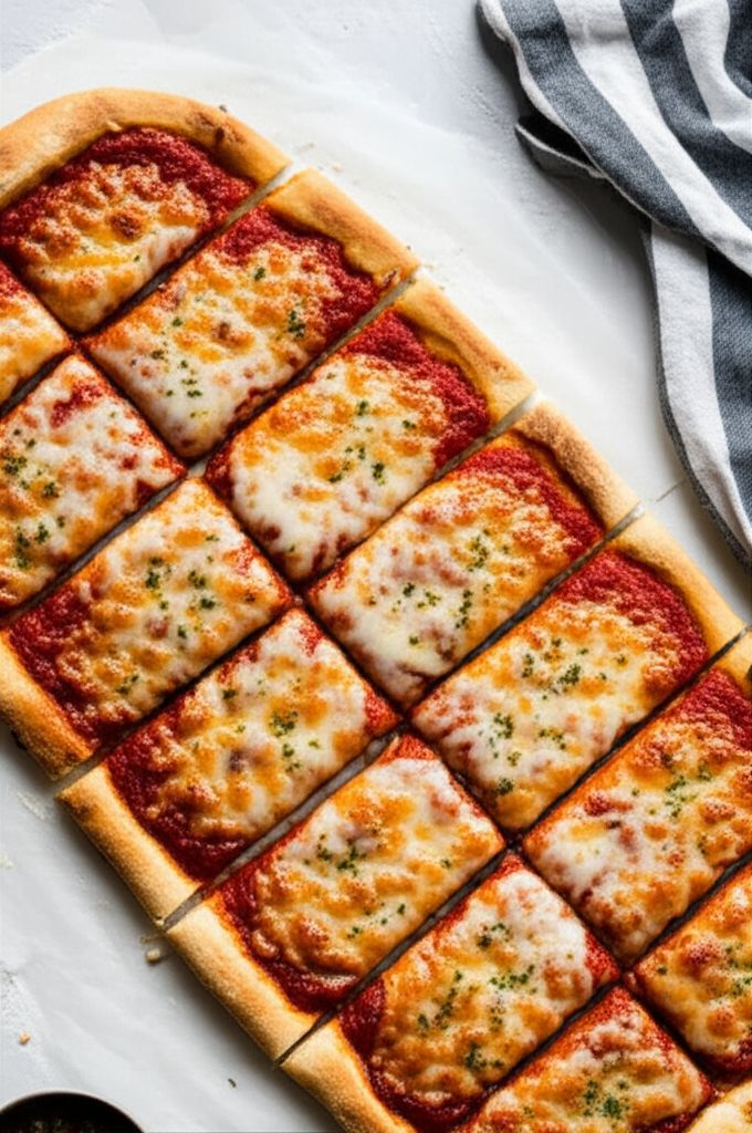 Rhode Island-Style Pizza Strips aka Bakery Pizza