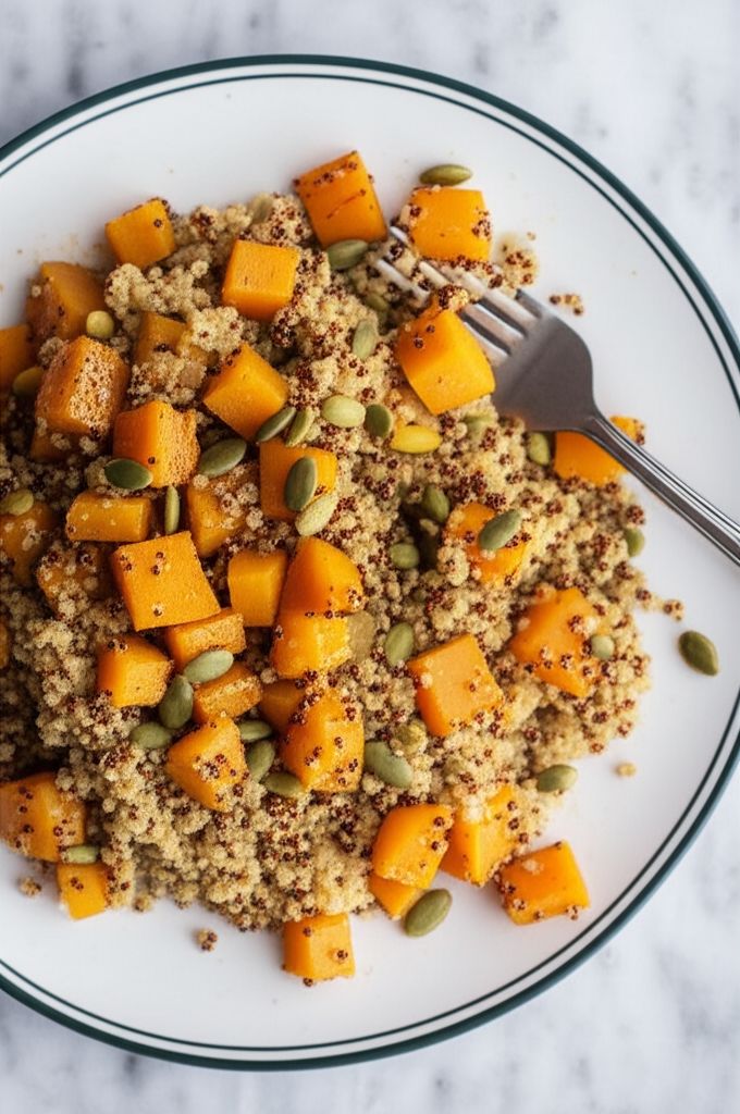 Roasted Butternut Squash Quinoa with Pumpkin Seeds