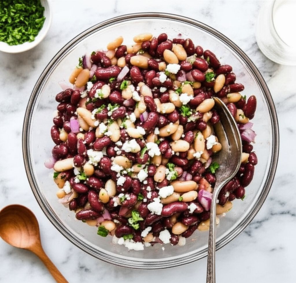 Three Bean Salad with Feta Cheese